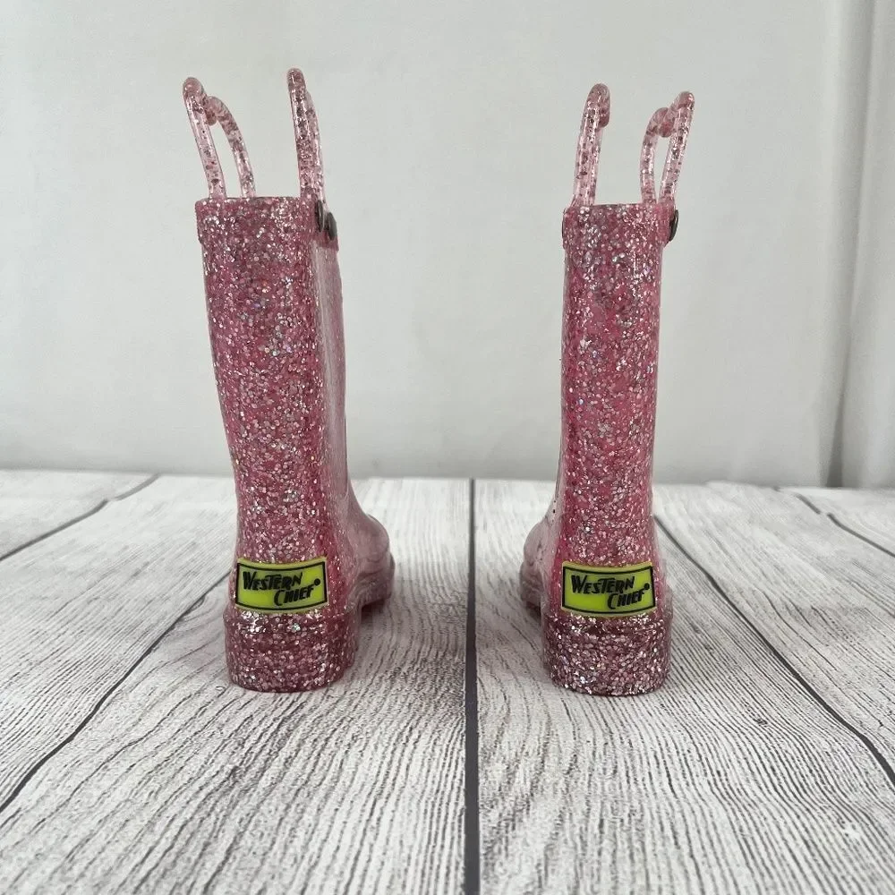 Western Chief Glitter Lighted Rain Boots in Pink Size 5 Toddler
